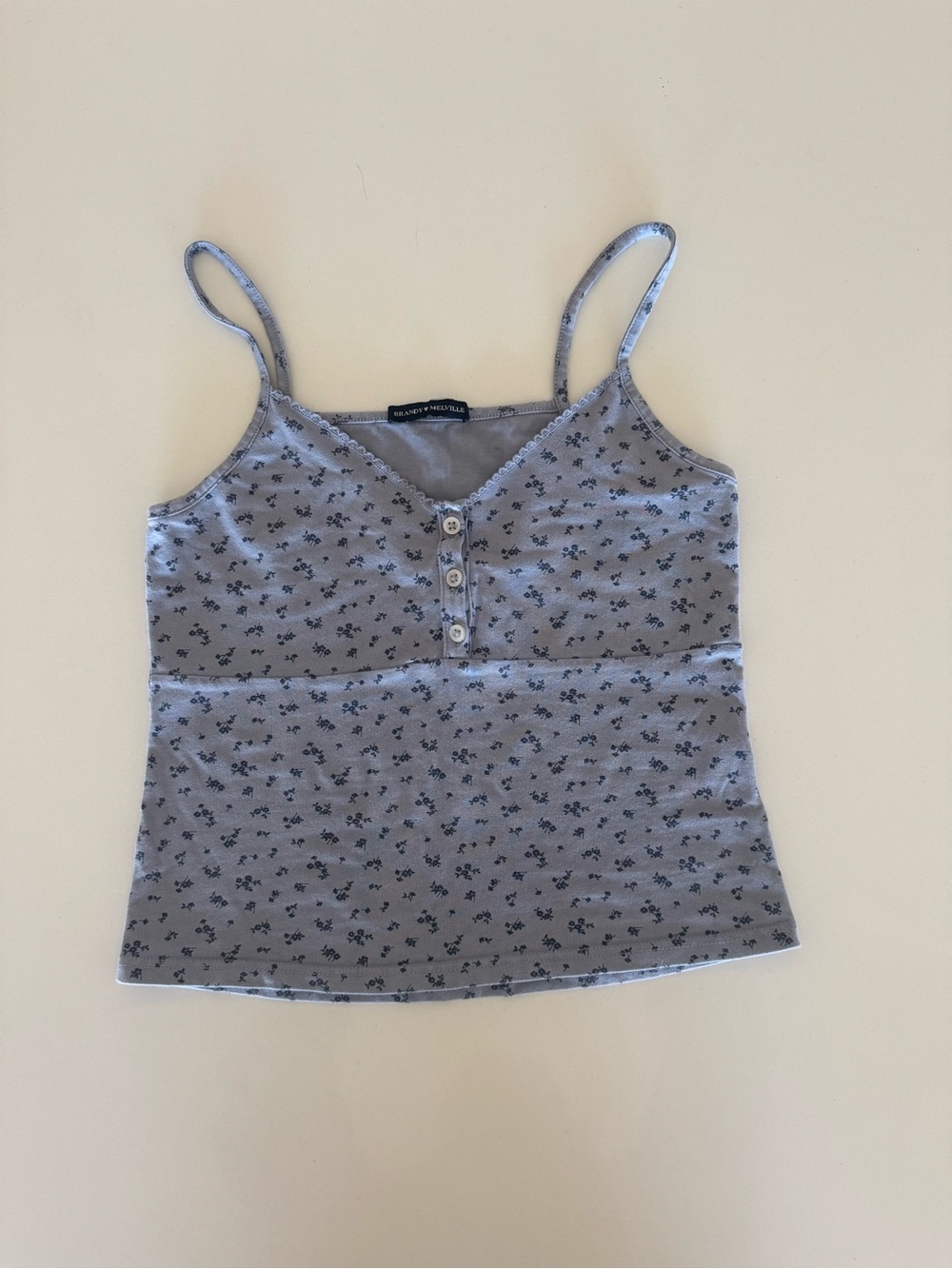 Brandy Melville Light Blue Floral Button-Front Cami